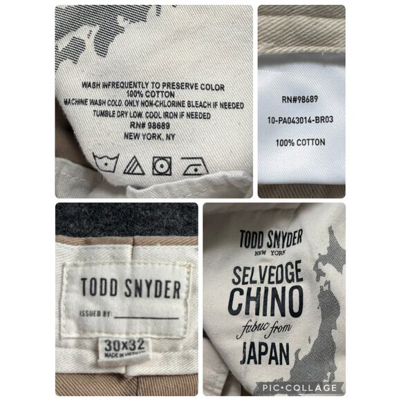 TODD SNYDER 30x32 STRAIGHT FIT JAPANESE SELVEDGE CHINO BUTTON FLY MEN SIZE 30X32 - Picture 15 of 16